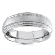 Double Milgrain Edge 14K White Gold Wedding Band