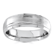 6.5mm Brush Milgrain 14K White Gold Band