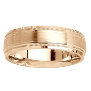 6.5mm Brush Milgrain 14K Yellow Gold Band