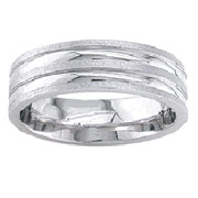 Satin and High Polish 6.5mm 14K White Gold Wedding Band