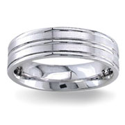 Double Row 14K White Gold Wedding Band