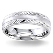 Fancy Design  6.50 mm 14K White Gold Wedding Band
