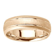 Double Carved Channel 14K Yellow Gold Wedding Band