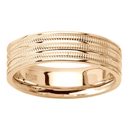 Three Row Milgrain Design 14K Yellow Gold Wedding Band