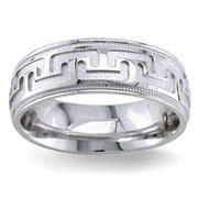 14K White Gold Designer 6.5mm Wedding Band