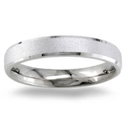 4mm Satin Finish Beveled Edge 14K White Gold Band