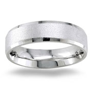 6mm Satin Finish Beveled Edge 14K White Gold Band