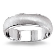 6.5mm Brush Finish Center Step Edge 14K White Gold Band