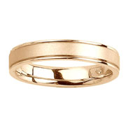 Flat 4.5mm Satin Finish Center 14K Yellow Gold Wedding Band