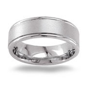 Flat 6.5mm Satin Finish Center 14K White Gold Wedding Band