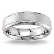 6.5mm 14K White Gold Satin Center Wedding Band