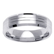 Bevel Edge 14K White Gold Channel Wedding Band