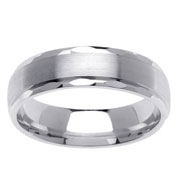 Brush Center 14K White Gold Wedding Band