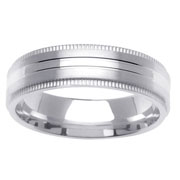 Milgrain Edge 14K White Gold Band