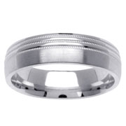 Milgrain Design 14K White Gold 6mm Ring