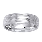 6mm 14K Designer White Gold Band