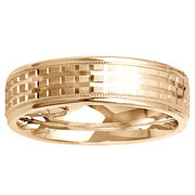 14K Yellow Gold Grid Pattern Milgrain Wedding Band