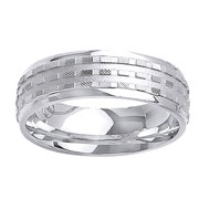 14K White Gold Designer Wedding Band