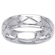 Designer Step Edge 14K White Gold Wedding Band