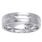 Satin and Polish Designer Center 14K White Gold Wedding Band