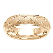 Satin Pattern 14K Yellow Gold Milgrain Wedding Band