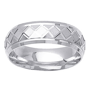 Diamond Pattern 14K White Gold Wedding Band