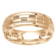 Alternating Center Design 14K Yellow Gold Wedding Band