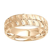 Scalloped Design Satin 14K Yellow Gold Wedding Band