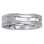 14K Designer White Gold Wedding Band