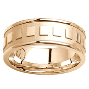 Square Pattern Textured 14K Yellow Gold Wedding Ring