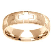 14K White Gold Cross Textured Wedding Ring