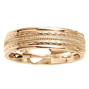 Carved and Milgrain 14K White Gold Wedding Band