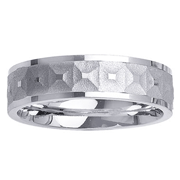 Textured Pattern 6mm 14K White Gold Band