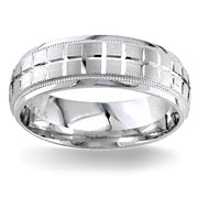 Fancy Design  7.00 mm 14K White Gold Wedding Band