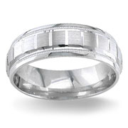 Fancy Design  7.00 mm 14K White Gold Wedding Band