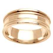 Rounded Edge 14K Milgrain Wedding Band