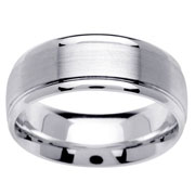 8mm Brushed Center 14K White Gold Wedding Band