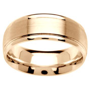8mm Brushed Center 14K Yellow Gold Wedding Band