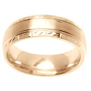 Diamond Cut Pattern Edge 14K Wedding Band