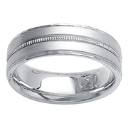 Matte and Polished 14K White Gold Milgrain Wedding Band