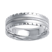 Carved Edge 14K White Gold Wedding Band