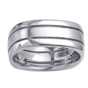 14K White Gold Double Channel 8mm Wedding Band
