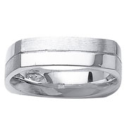 14K Brush and Polished Rounded Corner Wedding Band