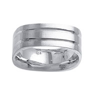 8mm  Double Channel 14K White Gold Wedding Band