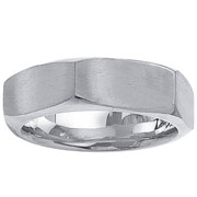 Bolt Shape Brush Finish 14K White Gold Band