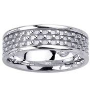 7mm 14K White Gold Bead Pattern Wedding Band