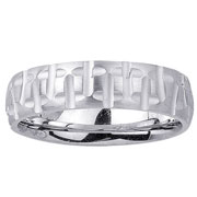 Cross Pattern 14K White Gold Wedding Band
