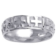 Maltese Cross 14K White Gold Wedding Band