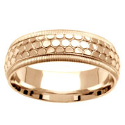 14K Bubble Pattern Yellow Gold Wedding Band