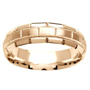 Milgrain Alternating Pattern 14K Gold Wedding Ring